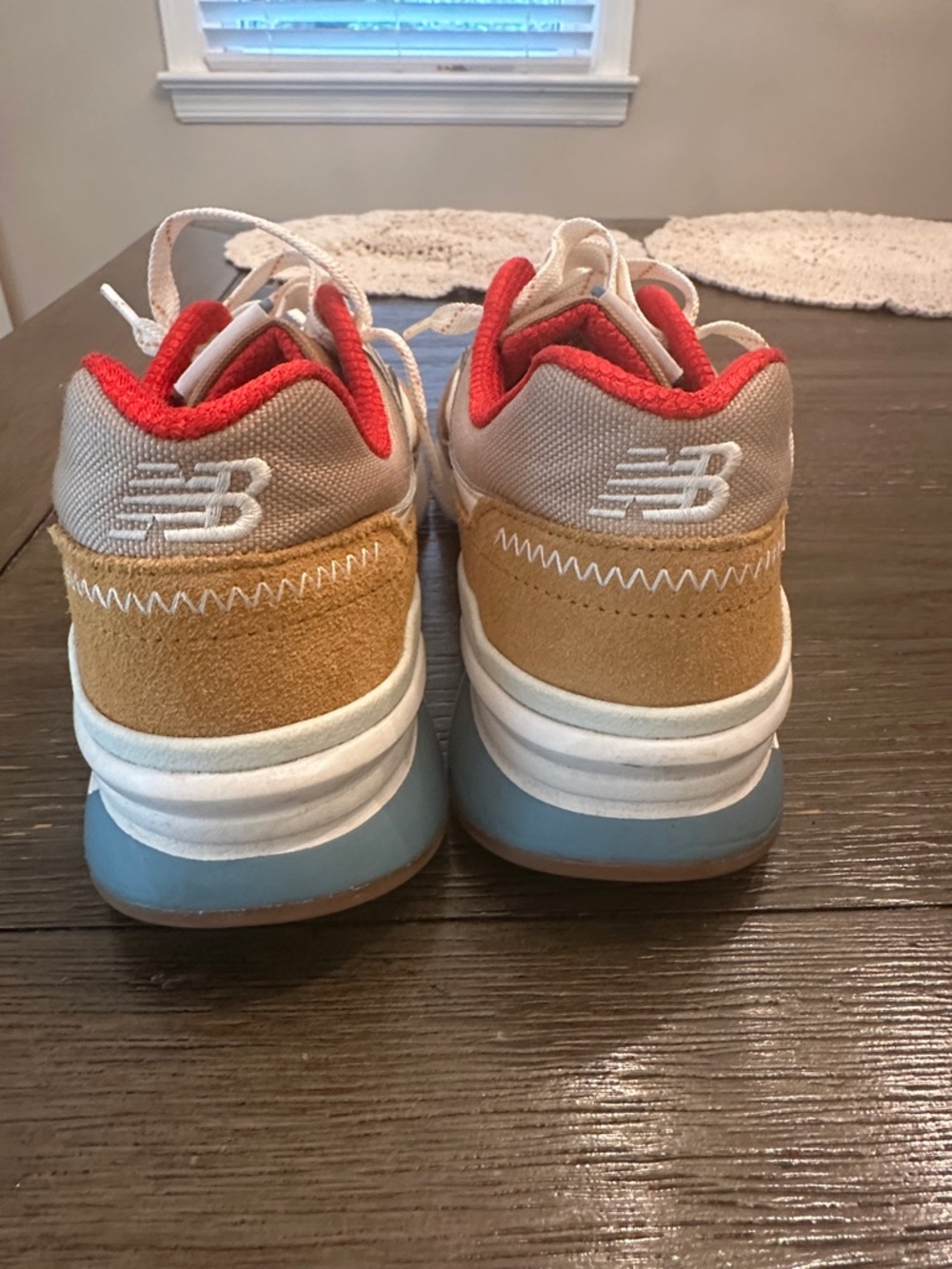 New Balance Men's Sneakers in Tan, Beige & Red Accent - Picture 3 of 6